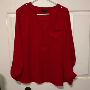 Red Flowy Button up/Blouse